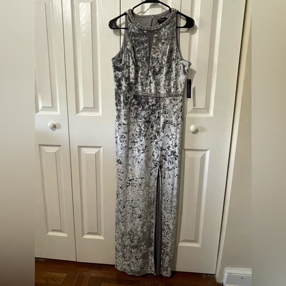 R & M Richards Silver Velvet Dress